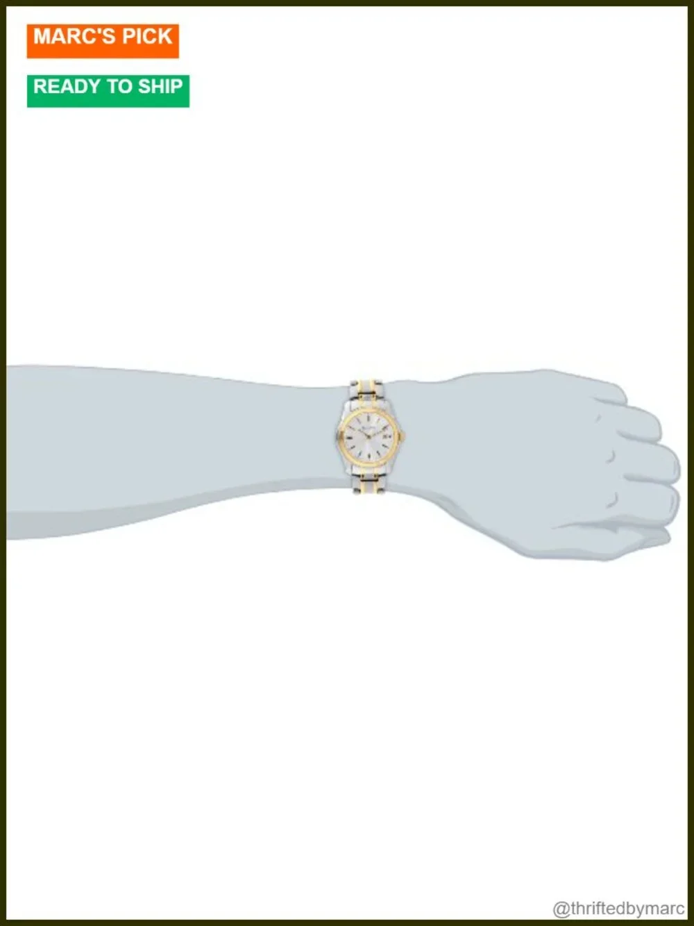 Two-Tone Stainless Steel Quartz Watch with Date, 38mm